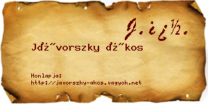 Jávorszky Ákos névjegykártya