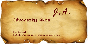 Jávorszky Ákos névjegykártya